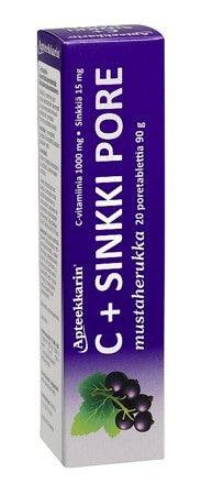 Apteekkarin C+ Sinkkipore Mustaherukka
