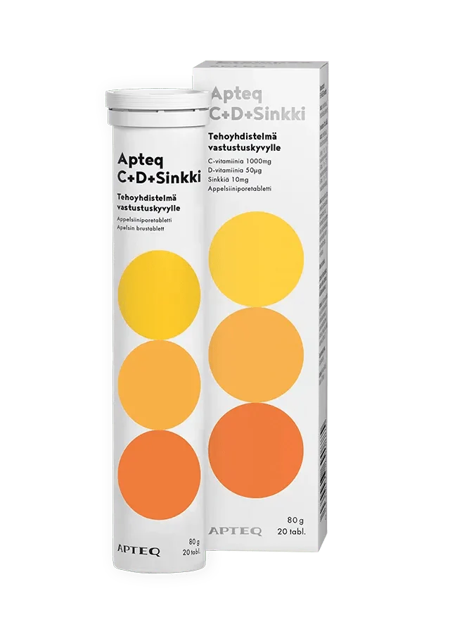 Apteq C+D+Sinkki poretabletti, 20 poretabletti