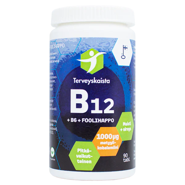 Terveyskaista B12+B6+Foolihappo pitkävaikutteinen 90 tabl