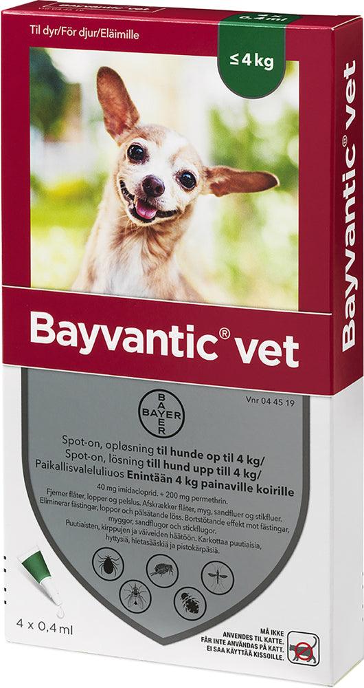 Bayvantic Vet Enintään 4 kg Painaville Koirille 40 mg/200 mg Paikallisvaleluliuos