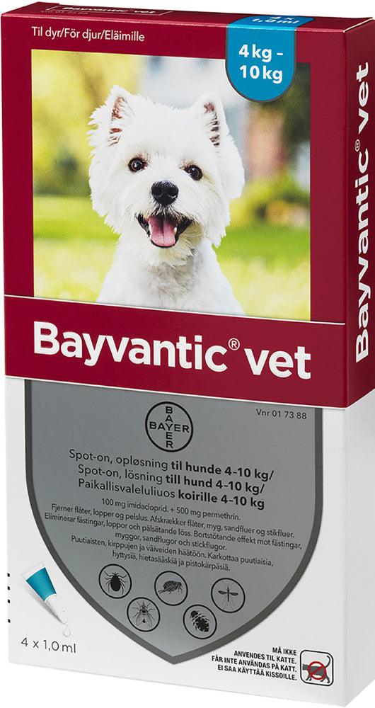 Bayvantic Vet Koirille 4-10 kg 100 mg/500 mg Paikallisvaleluliuos