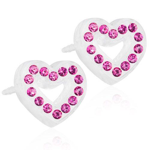 Blomdahl Medical Plastic Brilliance Heart Hollow 10mm - Korvakoru Rose