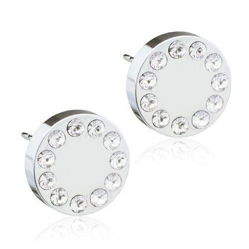 Blomdahl Silver Titanium Brilliance Puck 8mm Crystal - Korvakoru