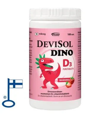DeviSol Dino Mansikka 10 mcg - D-vitamiini lapsille