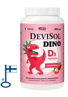 DeviSol Dino Mansikka 10 mcg - D-vitamiini lapsille - Image 2
