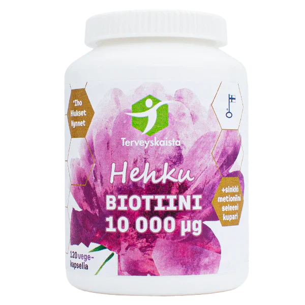 Terveyskaista Hehku Biotiini 10 000 mikrog 120 kaps