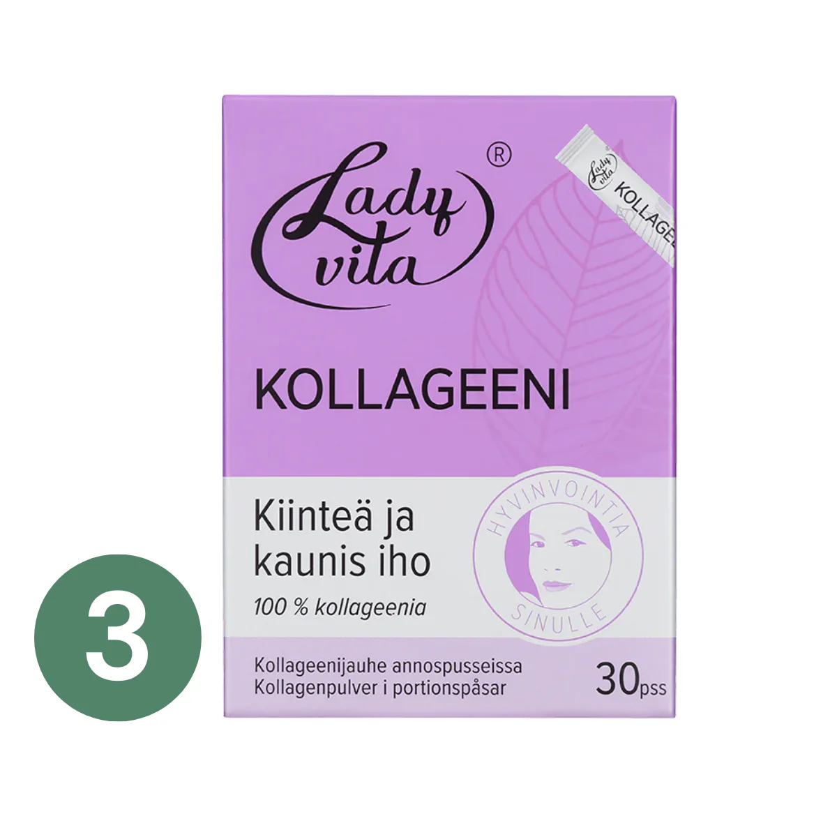 Ladyvita Kollageenijauhe 3 x 30 pss, säästöpakkaus - Image 2
