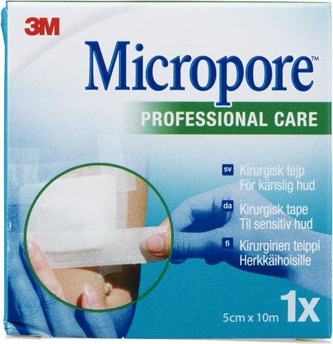 Micropore Kuituteippi, Valkoinen 5 cm x 10 m
