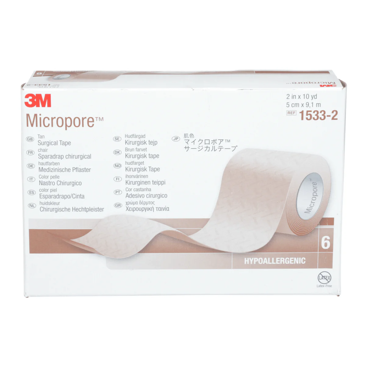 Micropore Kuituteippi, Ruskea, 5 cm x 9,1 m, 6 rullaa