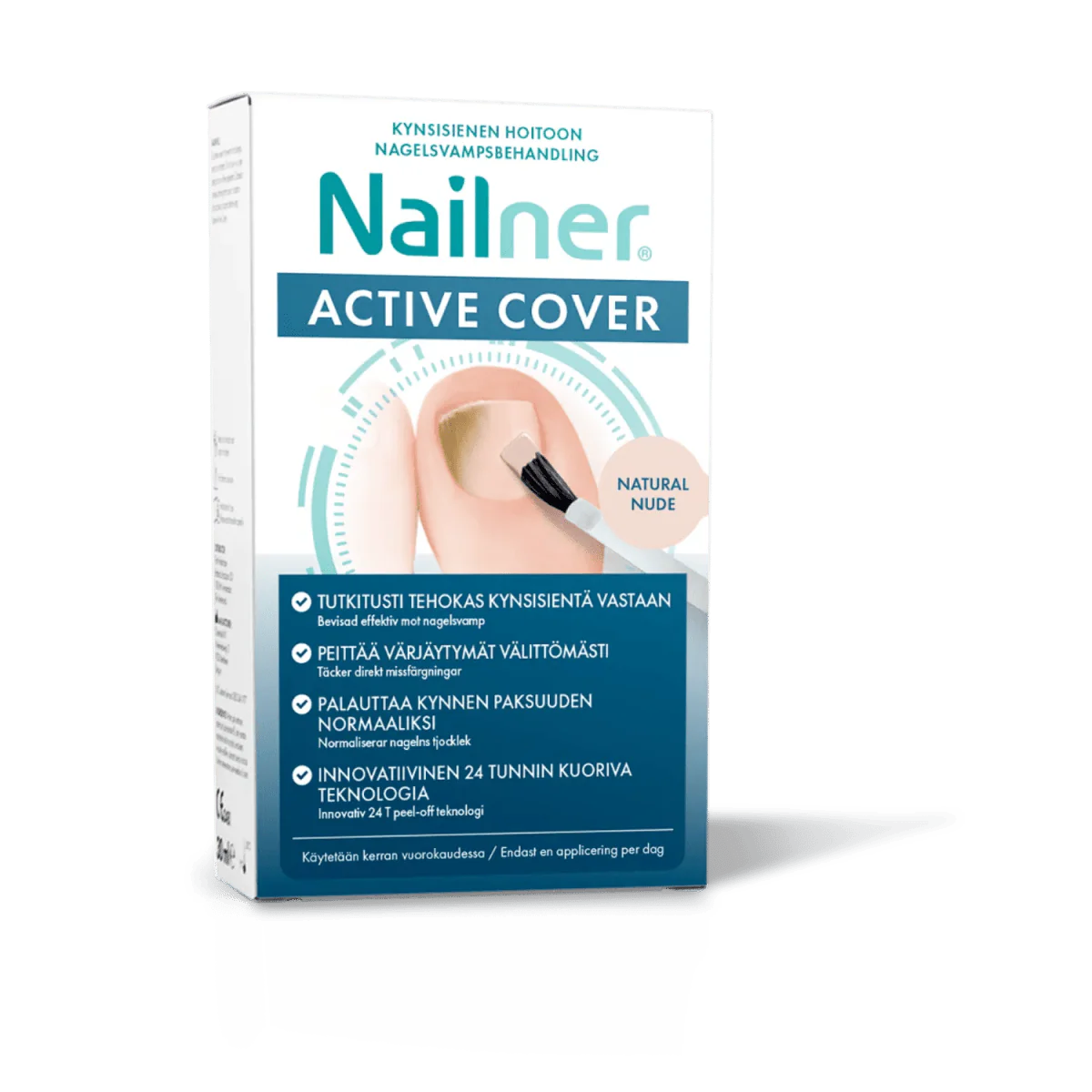 Nailner Active Cover Nude lakka ja sivellin kynsisieneen