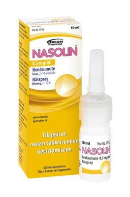 Nasolin 0,5 mg/ml Nenäsumute, Liuos Säilytysaineeton