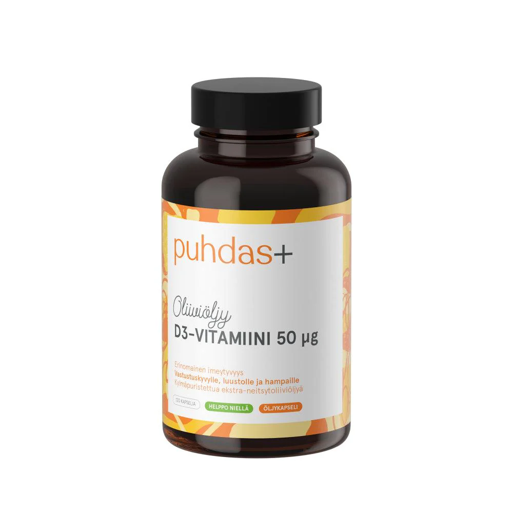 Puhdas+ D3-Vitamiini Oliiviöljyssä 50 ug