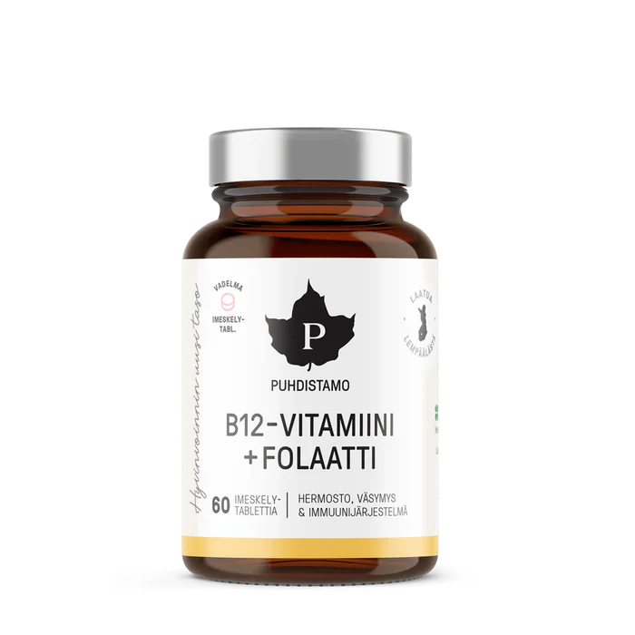 Puhdistamo B12 + folaatti (Quatrefolic®), vadelma 60 tabl.