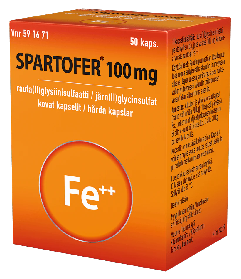 Spartofer 100 mg Kaps, Kova